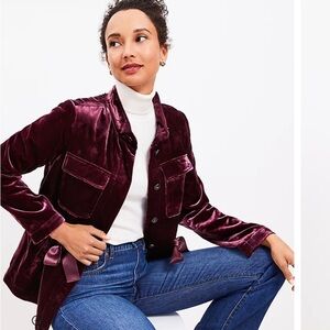 LOFT Burgundy Velvet Jacket